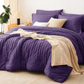 CozyLux Queen Comforter Set Purple Seersucker 7 Pieces Bed in a Bag Queen by CozyLux