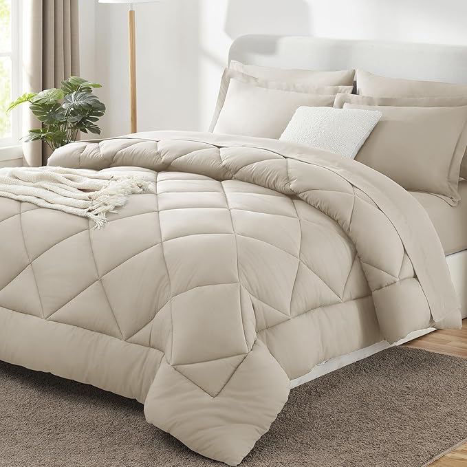 CozyLux Queen Comforter Set Oatmeal by CozyLux