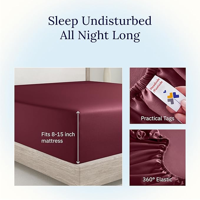 California Design Den Twin Cotton Fitted Sheet, Soft 400 Thread Count 100% - Image 5