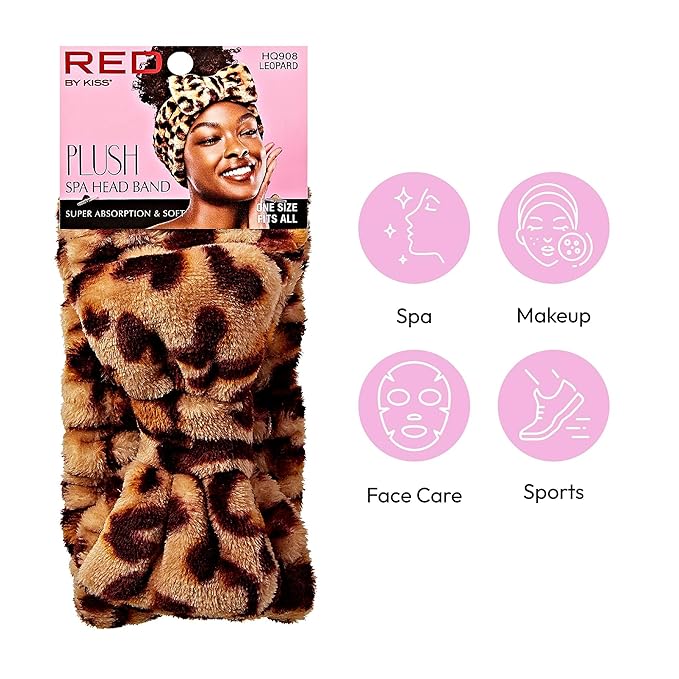 Red by Kiss Spa Headband for Washing Face Facial Makeup Bow Head Band Soft - Image 2