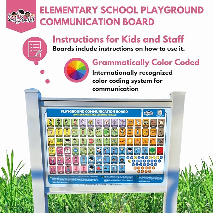 Weather-Proof Aluminum School Playground Communication Board for Autism - Outdoor Inclusive Communication Aid, Lightweight & Durable for Autism & Inclusive Play