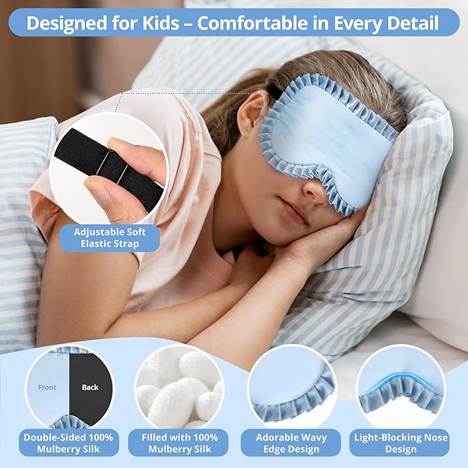 Kids Sleep Mask, 100% Real Mulberry Silk Eye Mask, Sleeping Mask - Image 3