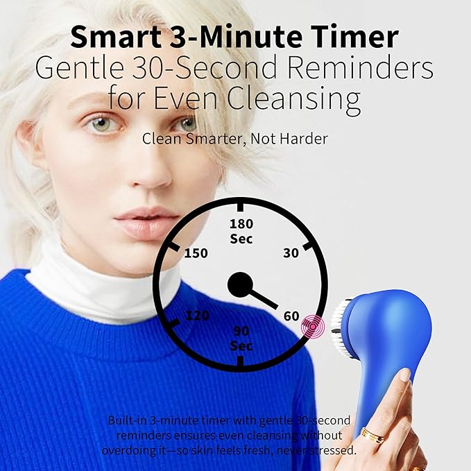 Premium Facial Cleansing Brush, Waterproof Face Scrubber, Spin & Sonic Modes - Image 7
