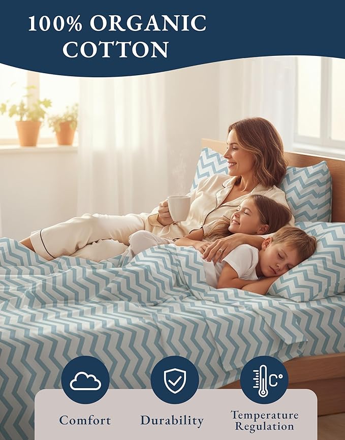 LANE LINEN 100% Organic Cotton Twin Size Bed Sheets, Fully Elasticized - Image 6