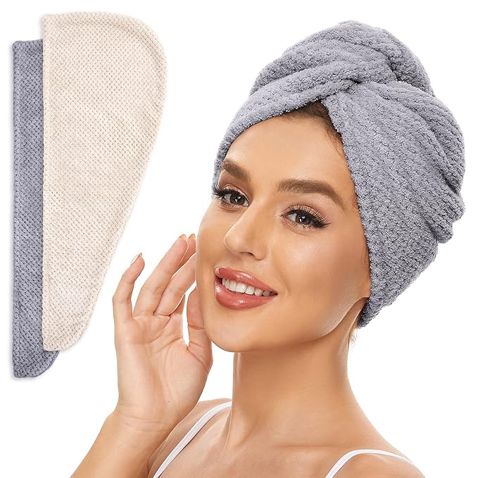 SimpleField 2 Pack Microfiber Hair Towel Wrap by SimpleField
