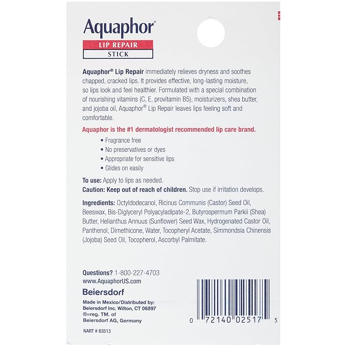 Aquaphor Lip Balm Set with Jojoba Oil and Shea Butter, Lip Repair Stick + - Image 8