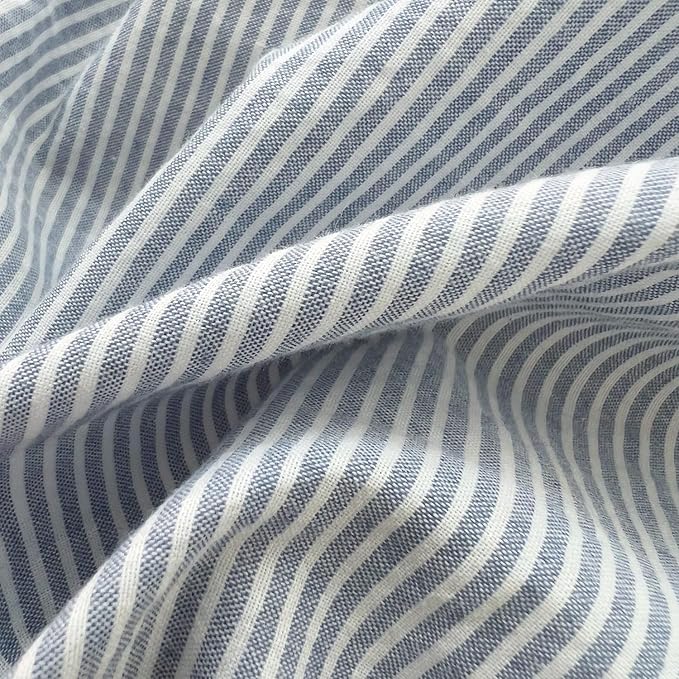 mixinni Striped Duvet Cover Set- 100% Washed Cotton Blue Comforter Cover - Image 9