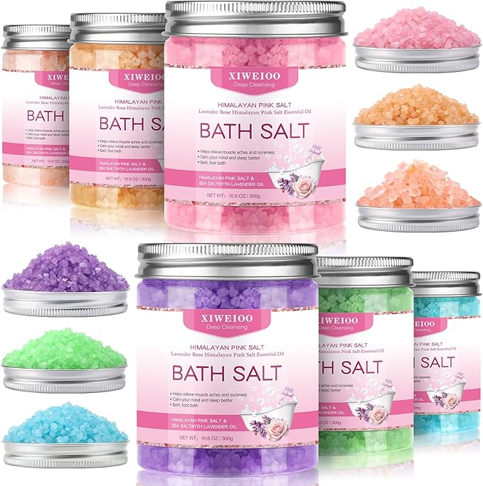 6 Pack Bath Salt KIT for Soaking Himalayan Pink Salt Lavender Orange Rose Pink - Image 7