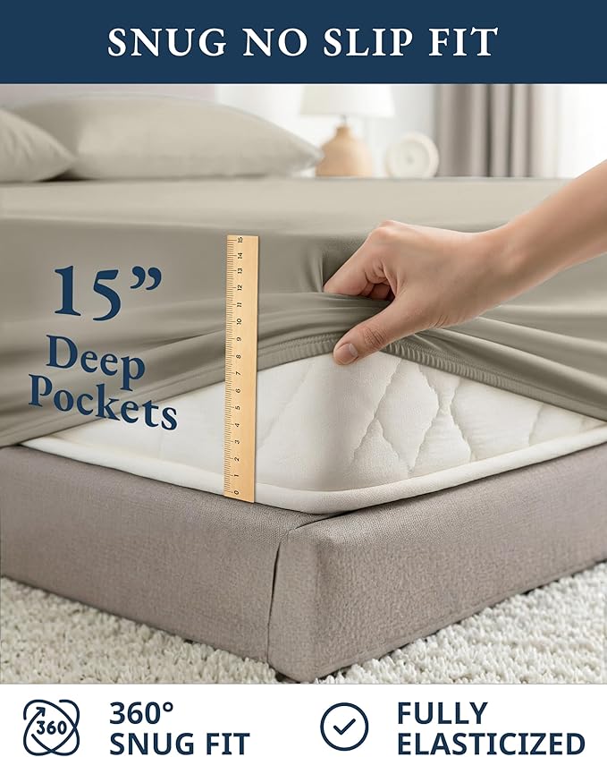 LANE LINEN 100% Organic Cotton Sheets Twin Size, Soft & Comfy Mercerized Fully - Image 7