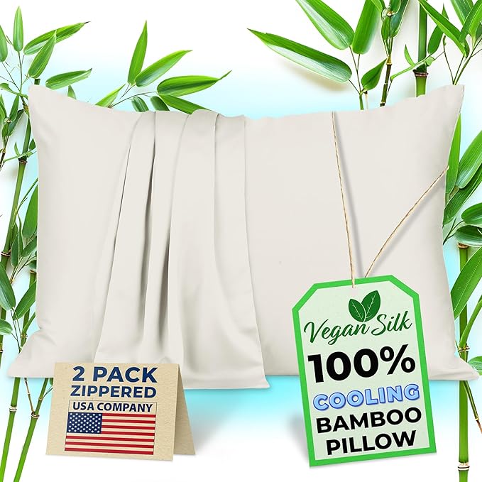 Pillow Cases - 100% Viscose Derived from Bamboo - Cooling Pillowcase - King Size by VeganSilk