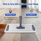 Microfiber Flat Mop for Floor Cleaning - Wet & Dry Mop for Hardwood, Vinyl, Tile Floors with 4 Reusable Washable Pads, Stainless Steel Adjustable Handle, 360° Rotatable Head