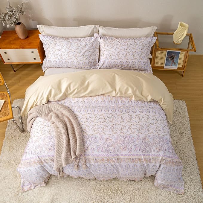 OAITE Duvet Cover Set King Size Floral Pattern Ultra Soft 100% Cotton Duvet - Image 4