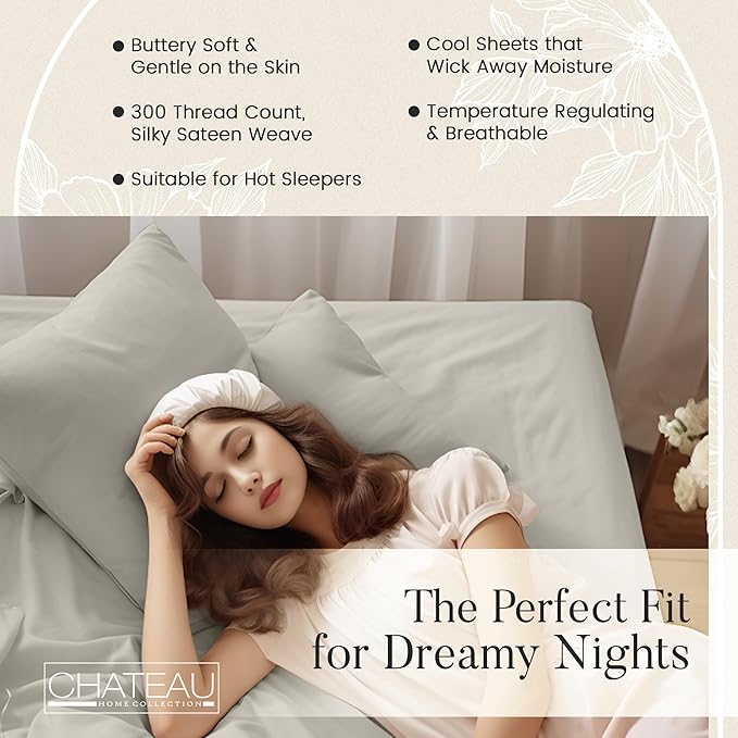 100% Cotton Sheets King Size Sheets Set, Soft Sateen Weave Luxury Hotel Sheets - Image 4