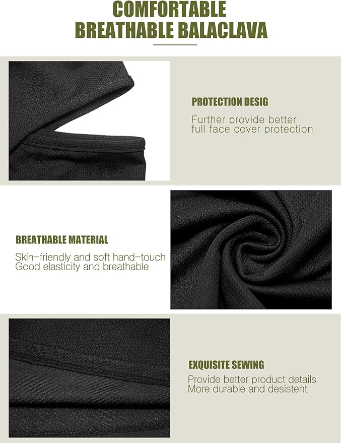 SATINIOR 3 Piece Balaclava Face Cover Sun Protection Neck Cover Summer - Image 6