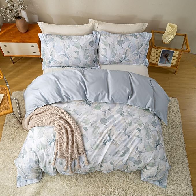 OAITE Duvet Cover Set Twin Size Floral Pattern Ultra Soft 100% Cotton Duvet - Image 4