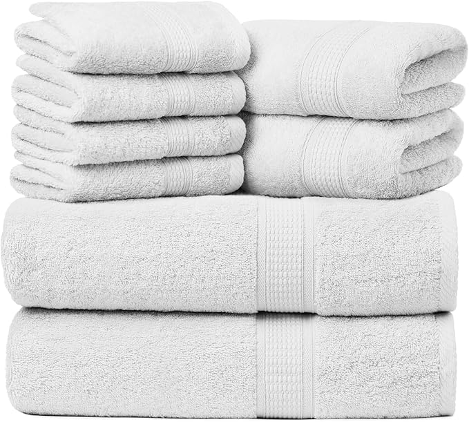 Ariv Towels Pack of 8, Premium Cotton Towel Set, Super Soft, Quick Dry by Ariv
