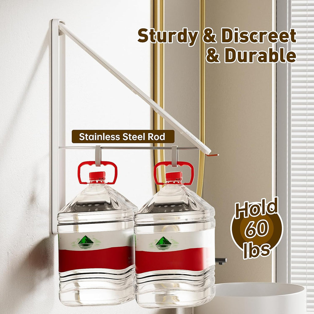 Clothes Drying Rack, Laundry Room Wall Mounted Retractable Clothes Hanger Drying Rack, Laundry Clothing Drying Rack Folding Indoor or Outdoor, Easy Installation Aluminium Dryer, 1pcs(White)