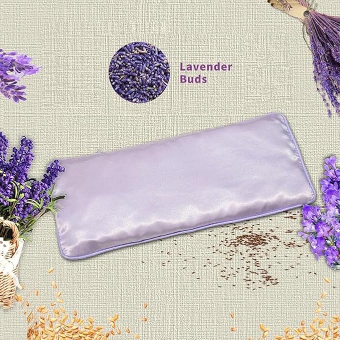 Lavender Eye Pillow, Hot or Cold Weighted Satin Eye Mask, Microwaveable Moist - Image 4