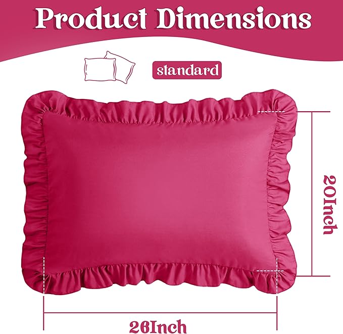 KKJIAF Ruffle Pillow Cases Standard Size Set of 2, Ruffled Pillow Covers - Image 3