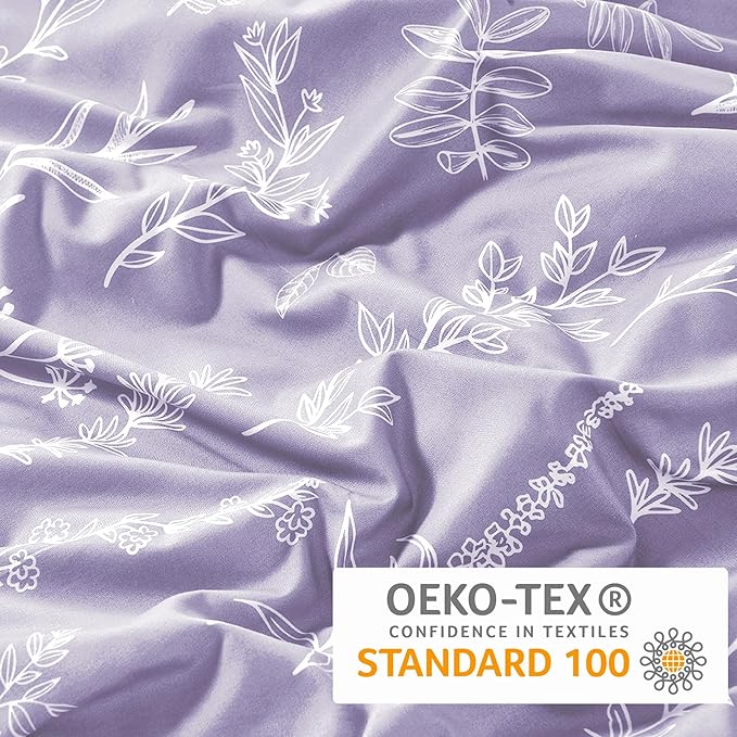 MUXHOMO Duvet Cover Queen Size, Reversible Floral Lavender Duvet Cover Set - Image 6