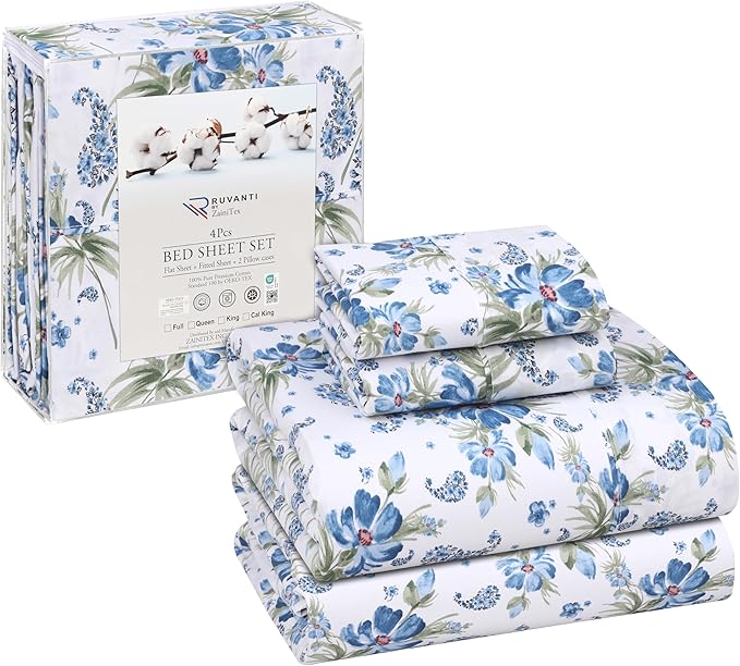 RUVANTI 100% Cotton Sheets – King Size Percale Bedding, Cooling & Breathable - Image 8
