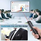 Wireless Presentation Clicker with Red Laser Pointer,Hyperlink Volume Control Powerpoint Clicker for Mac Computer Keynote Prezi Google, Presenter Remote PPT Clicker for Presentations