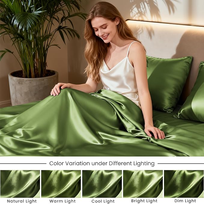 Love's cabin Satin Queen Bed Sheet Set - Image 7