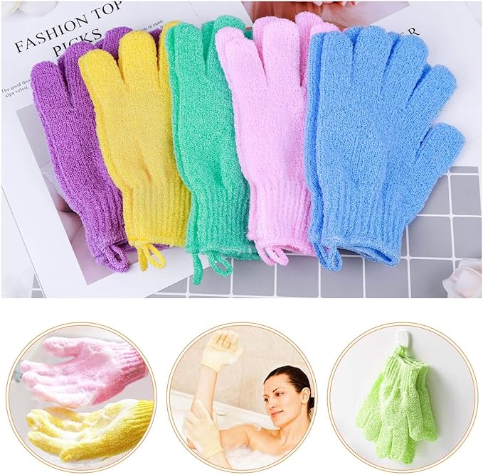 anezus Exfoliating Gloves, 6 Pairs Shower Scrub Gloves Bath Loofah Glove - Image 6