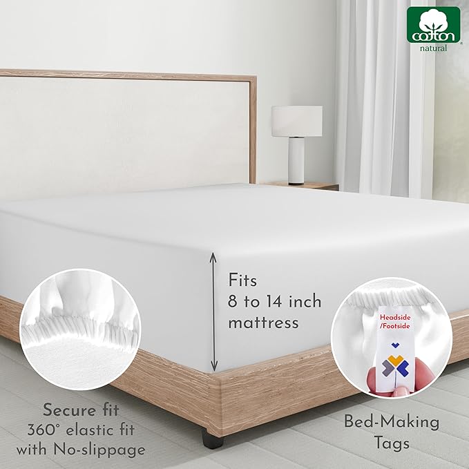 California Design Den 2-Pack King Size Fitted Sheets Only - Image 5