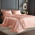 BEDELITE California King Sheets Set, Luxury Soft Coral Pink Satin Sheets by BEDELITE