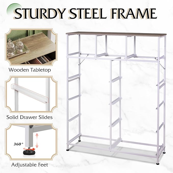 WLIVE Tall Dresser for Bedroom, Fabric Dressers Storage Tower, Dresser & Chest of Drawers Organizer Unit with 11 Drawers, Storage Cabinet, Hallway, Closets, Steel Frame, Wood Top, Greige