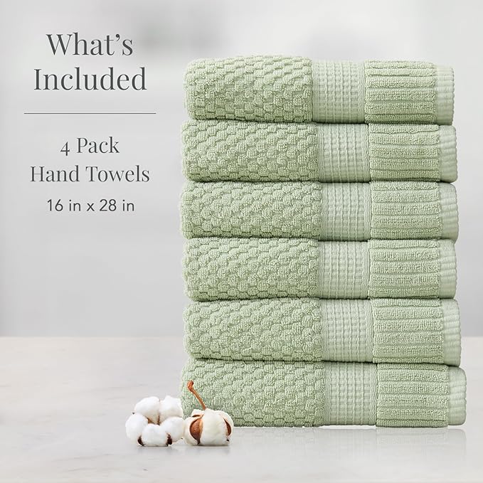 NY Loft 100% Cotton Hand Towel 6 Pack Hand Towel Set | Super Soft & Absorbent - Image 2