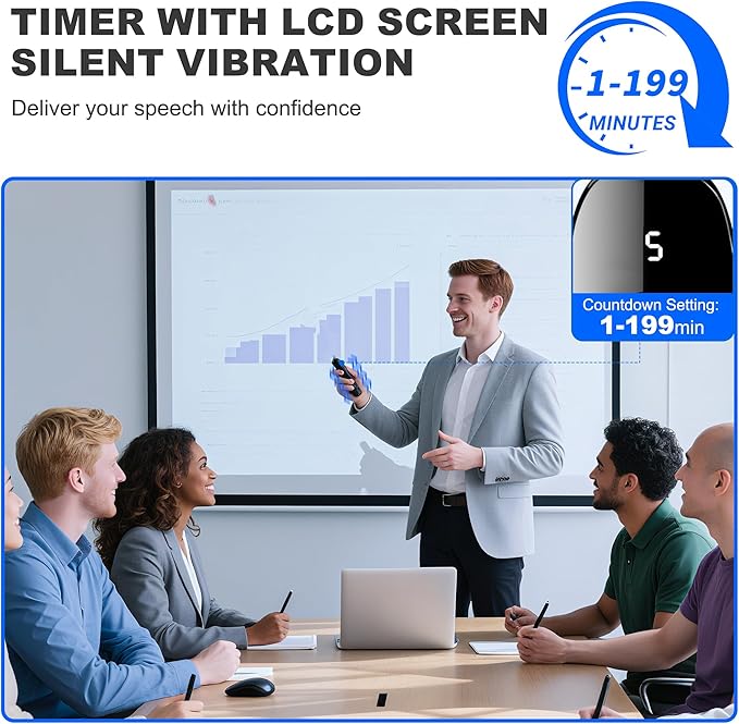 USB Type C Presentation Clicker with Battery & Timer Display, Wireless Presenter Remote PowerPoint Clikcer for Mac Computer