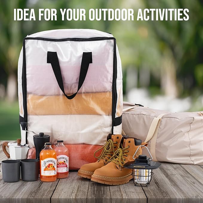 TAILI 4 Pack Clear Moving Bags w/Adjustable Backpack Straps, Moving Supplies, Moving Boxes Alternative, Heavy Duty Storage Totes for College Packing, Camping Backpack for Travel, Dorm, Laundry