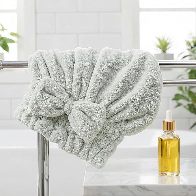 Microfiber Hair Towel Wrap for Women, Quick Drying Anti Frizz Hair Turban - Image 4