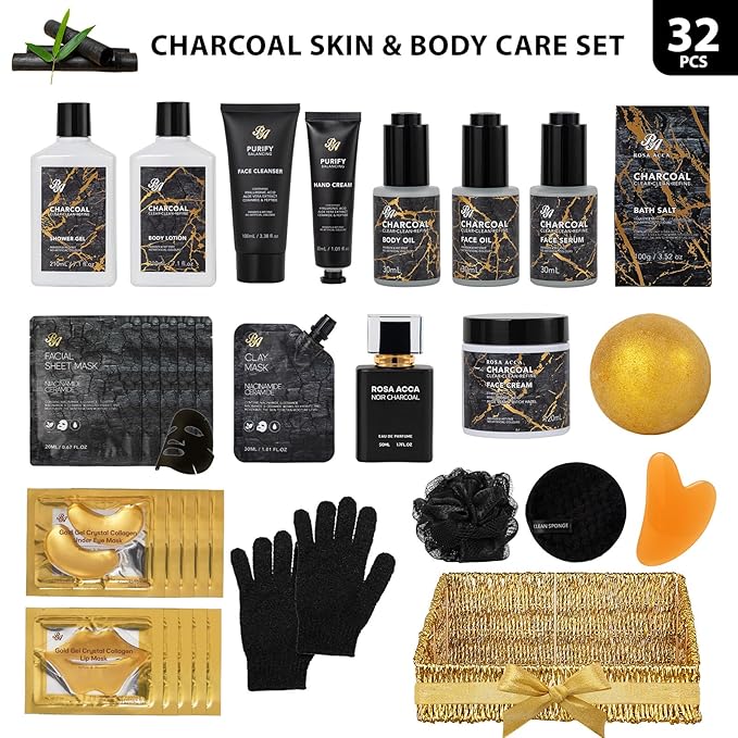 32 Pcs Mother's Day Gift for Mom, Charcoal Bath & Body Gift Basket Set for - Image 2