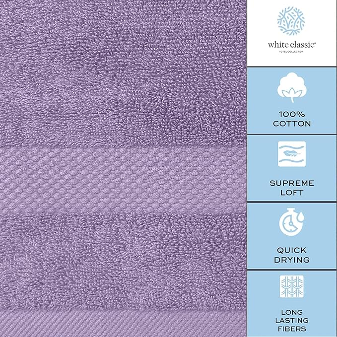 White Classic Luxury Bath Towels Set of 4 Large - Image 6