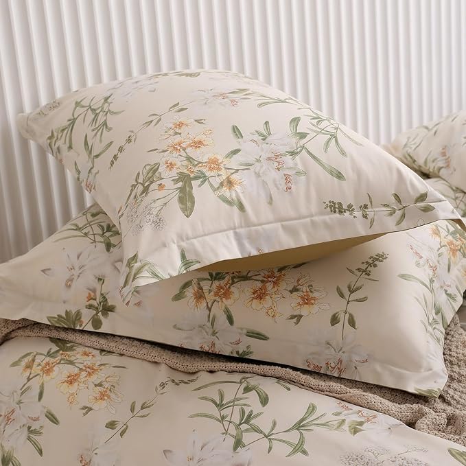 OAITE Duvet Cover Set King Size Floral Pattern 600 Thread Count Ultra Soft 100% - Image 6
