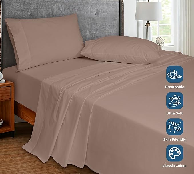 Royale Linens 100% Organic Cotton Twin Flat Sheet Only - Image 4