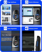 DinoFire USB Type C Wireless Presentation Clicker, BT&RF 2.4GHz Dual Modes Presenter Remote for PowerPoint Presentations Compatible with Bluetooth-Enabled Laptops Desktop Computers