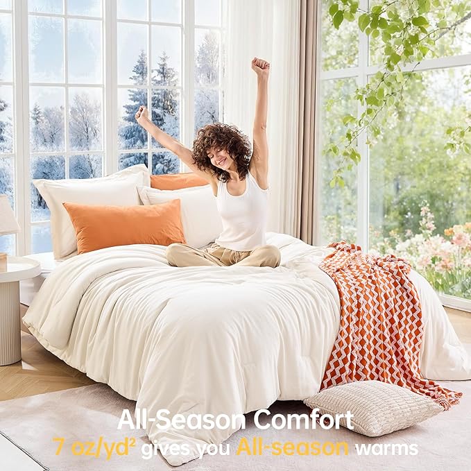 MUXHOMO Oversized King Comforter Sets, All Season Ultra Soft Down Alternative - Image 4