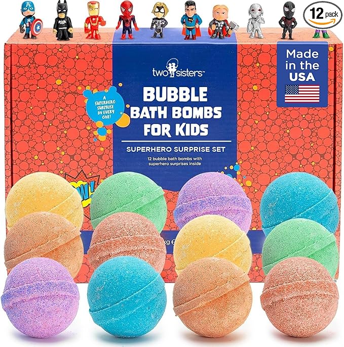 Superhero Boys Bath Bombs with Surprise Hero Toys Inside by TwoSisters