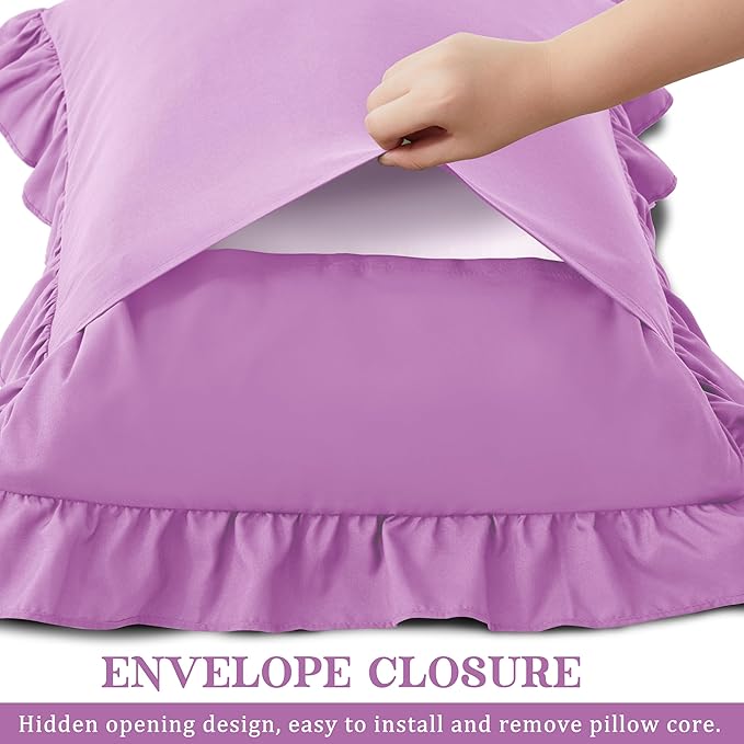 KKJIAF Ruffle Pillow Cases Standard Size Set of 2, Ruffled Pillow Covers - Image 5