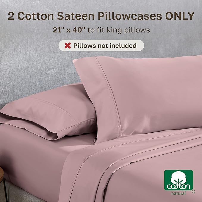 California Design Den Pillow Cases King Size Set of 2-400 Thread Count Sateen - Image 3