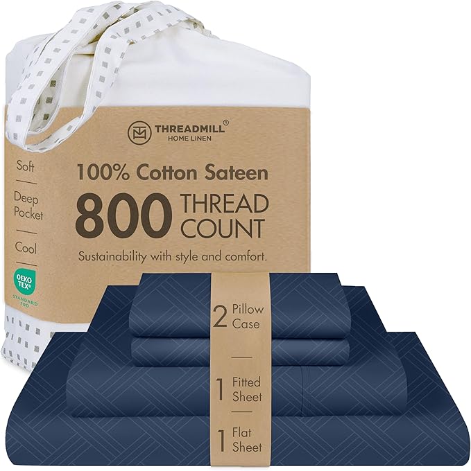 Threadmill California King Size Sheets | 800 Thread Count Jacquard Folkstone by ThreadmillHomeLinen