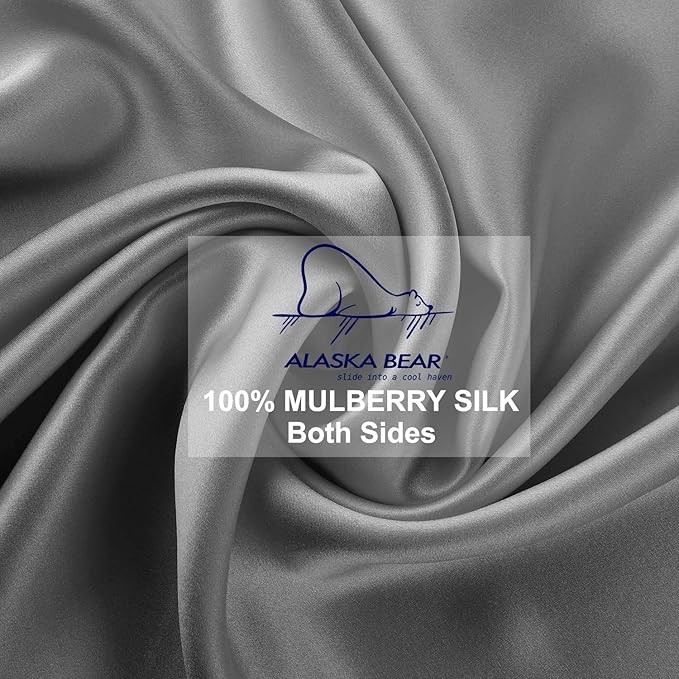 ALASKA BEAR Natural Silk Pillowcase, Hypoallergenic, 19 Momme, 600 Thread Count - Image 4