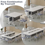 Conference Table,Folding Office Conference Room Tables On Wheels,Flip Top Mobile Folding Conference Table with White Tabletop Conference (4Pack160*60 * 75cm)