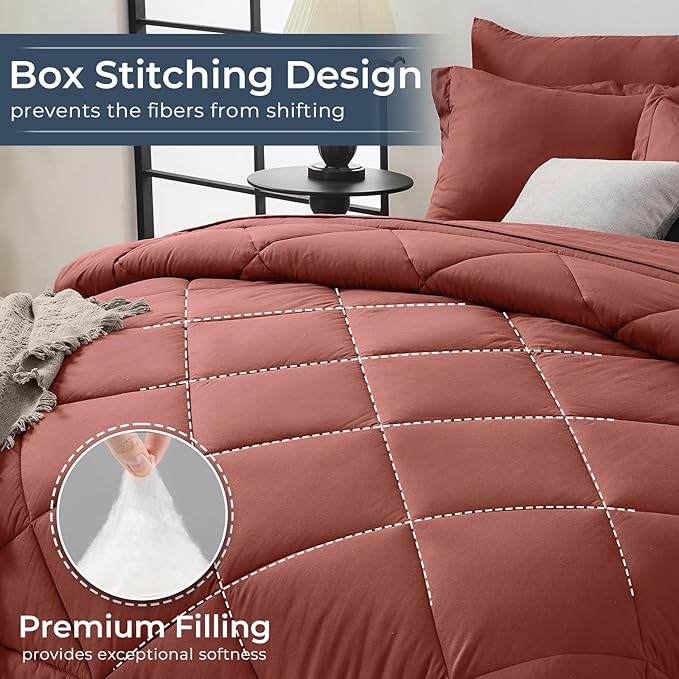 HEVUMYI Terracotta Cali-King Comforter Set - Image 4