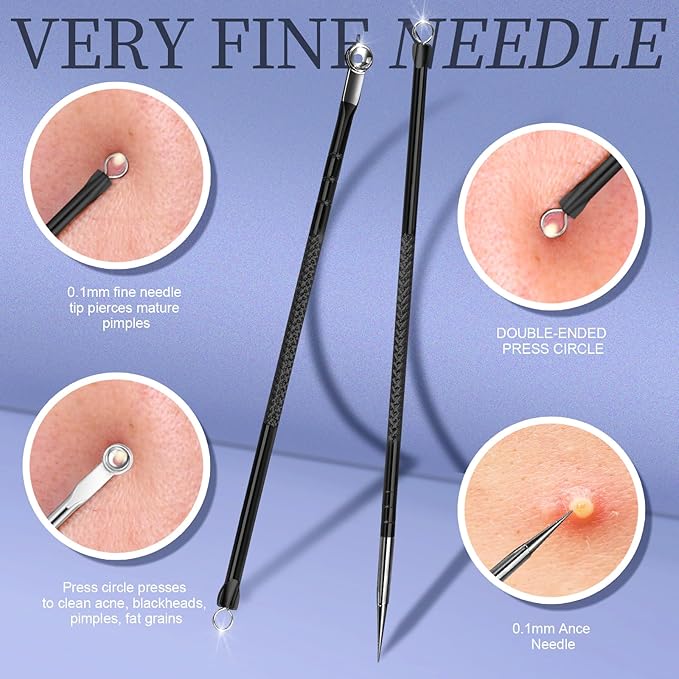 Teenitor Blackhead Remover Tools, Pimple Popper Tool Kit, Ingrown Hair Tweezers - Image 6