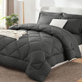 CozyLux Oversized King Comforter Set Dark Grey, 7 Pieces Bed in a Bag Comforter by CozyLux